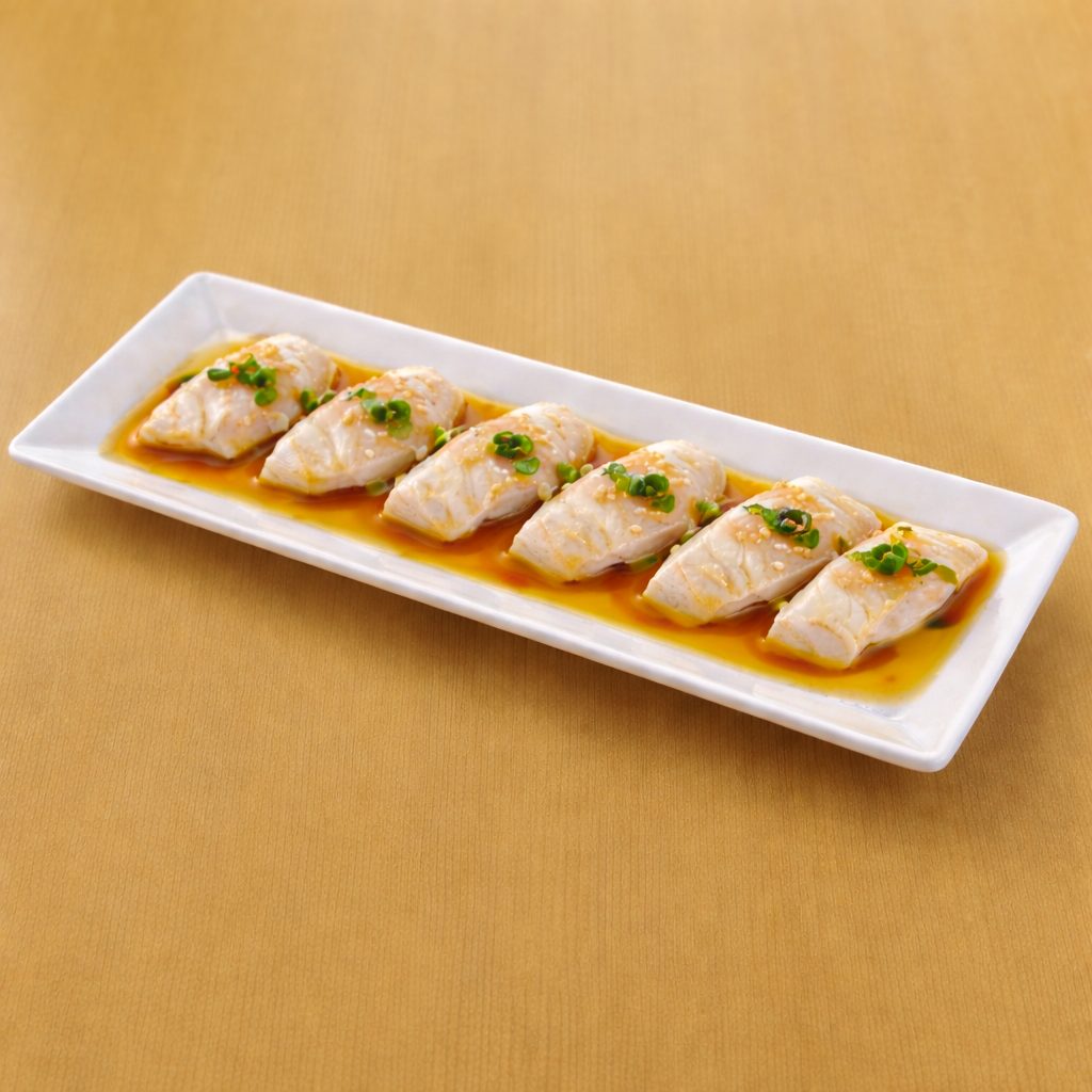Halibut with Garlic (6pc).